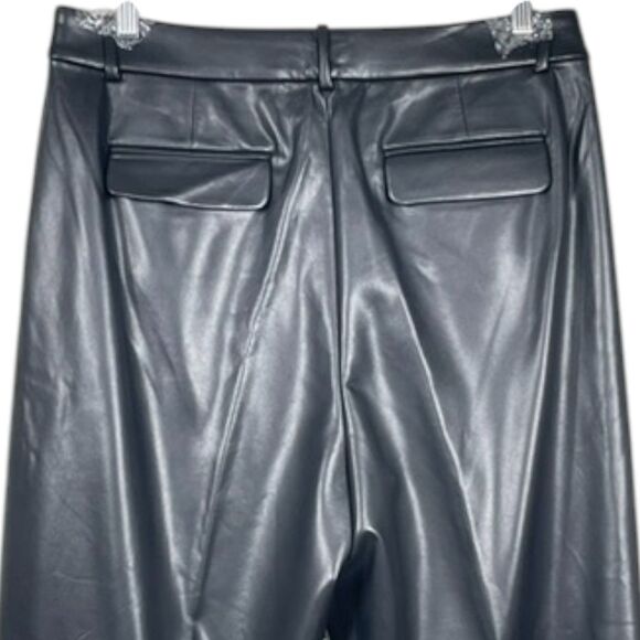 .Crew Faux Leather Straight Leg Pants Size 12 Black NWT - Picture 10 of 16